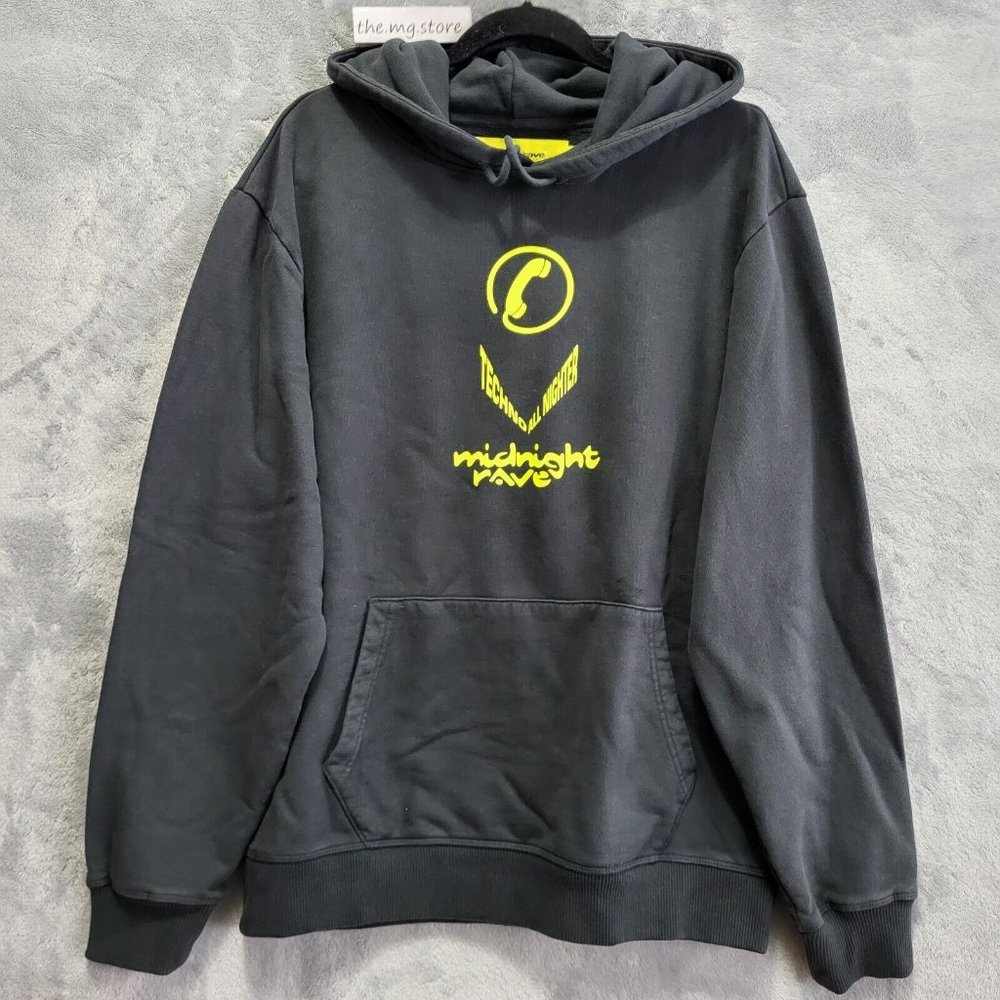 Midnight Rave X Shane Gonzales Tecno All Nighter Black Cotton Hoodie NWOT Sz L